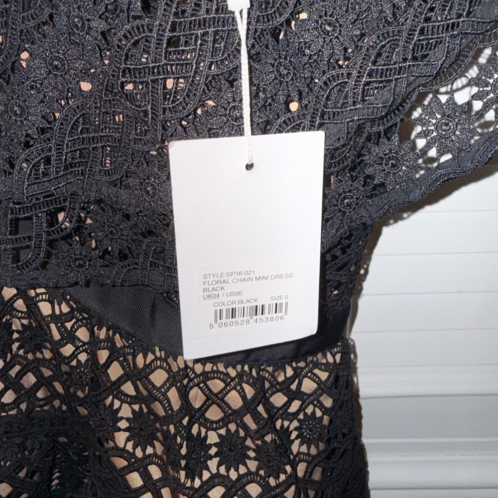 Self-Portrait Guipure Lace One Shoulder Mini Dress Black NWT Size 0 - Picture 12 of 16